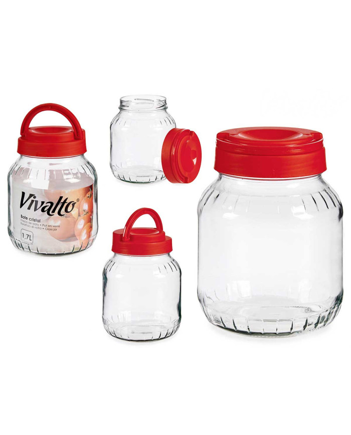 BOTE VIDRIO 1,7L TAPA ROJA
