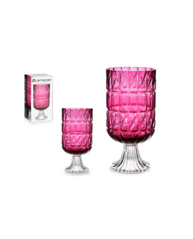 JARRON CRISTAL TALLADO ROSA OSCURO