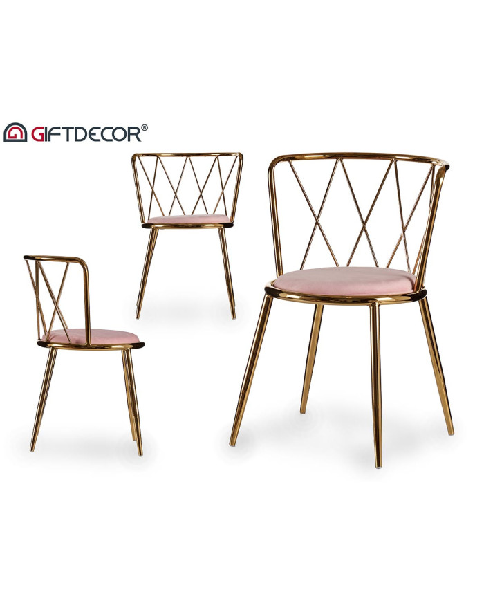 SILLA ROMBO CROMADA ORO ROSA