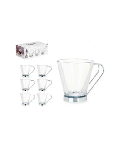TAZA VIDRIO CON ASA METAL 85 ML CAFE