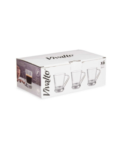 TAZA VIDRIO CON ASA METAL 85 ML CAFE