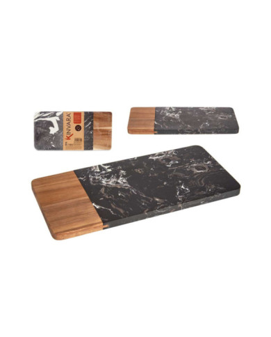 TABLA CORTAR MADERA Y MARMOL NEGRO 30CM