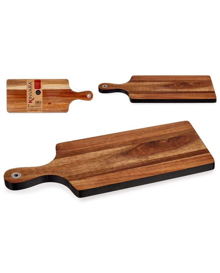 TABLA CORTAR MADERA CON BORDE NEGRO 45CM