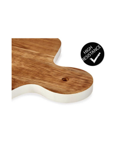 TABLA CORTAR MADERA CON BORDE BLANCO 40CM