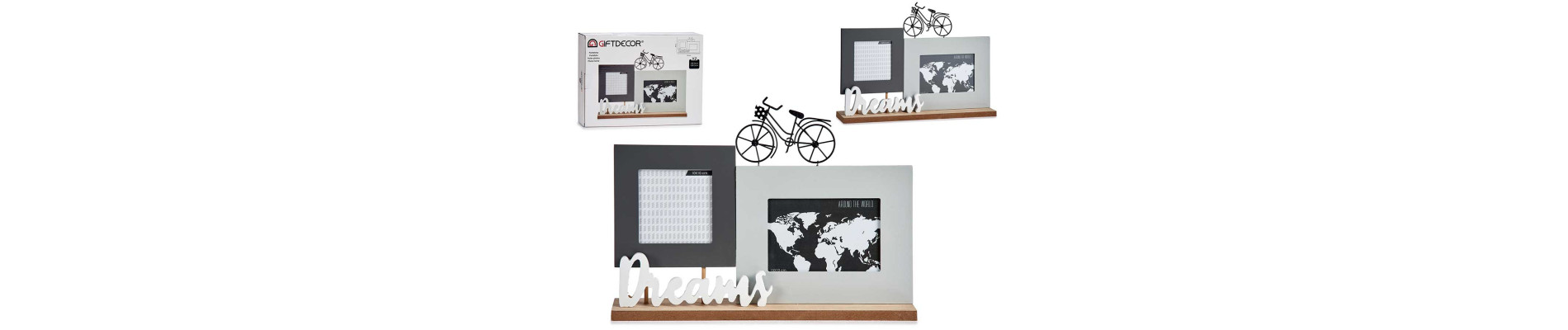 PORTAFOTO DOBLE MADERA DREAMS CON BICICLETA