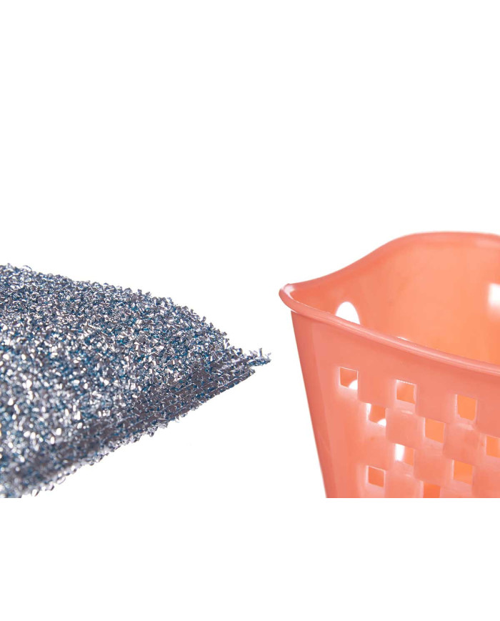 SET 3 ESTROPAJO CON CESTA COLORES METAL SURT