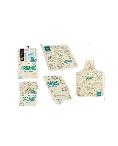 SET DELANTAL PAÑO COCINA RIZO ORGANIC