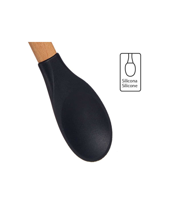 CUCHARA SILICONA MANGO MADERA DE HAYA 30CM