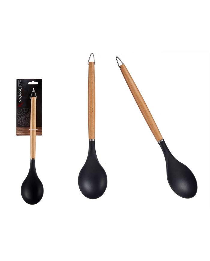 CUCHARON NYLON MANGO MADERA DE HAYA 32,3CM