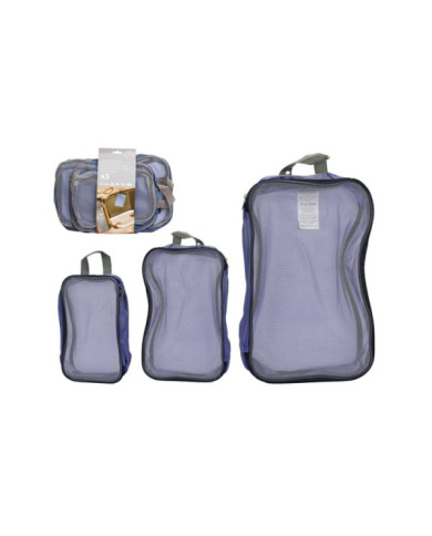 SET 3 BOLSAS VIAJE GRIS