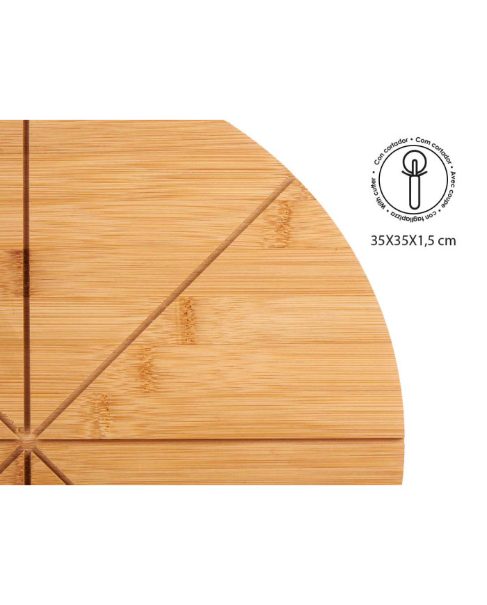 PLATO PIZZA BAMBU 35CM CON CORTA PIZZA BAMBU