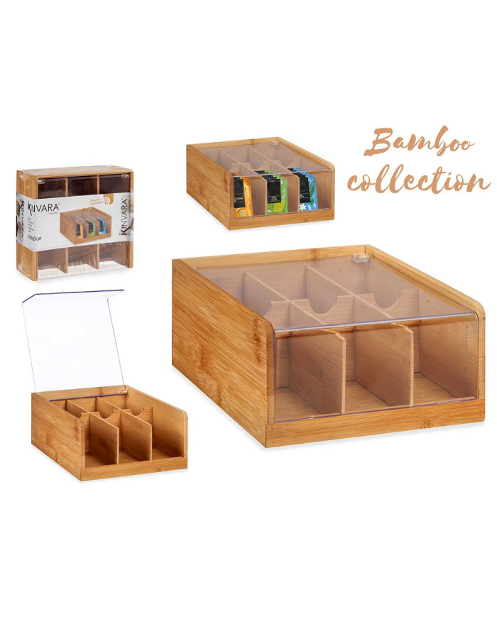 CAJA BAMBU 6 COMPARTIMENTOS 21,7CM