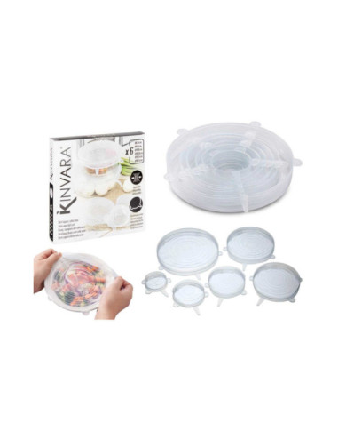 SET 6 TAPAS SILICONA TRANSPARENTE AJUSTABLE