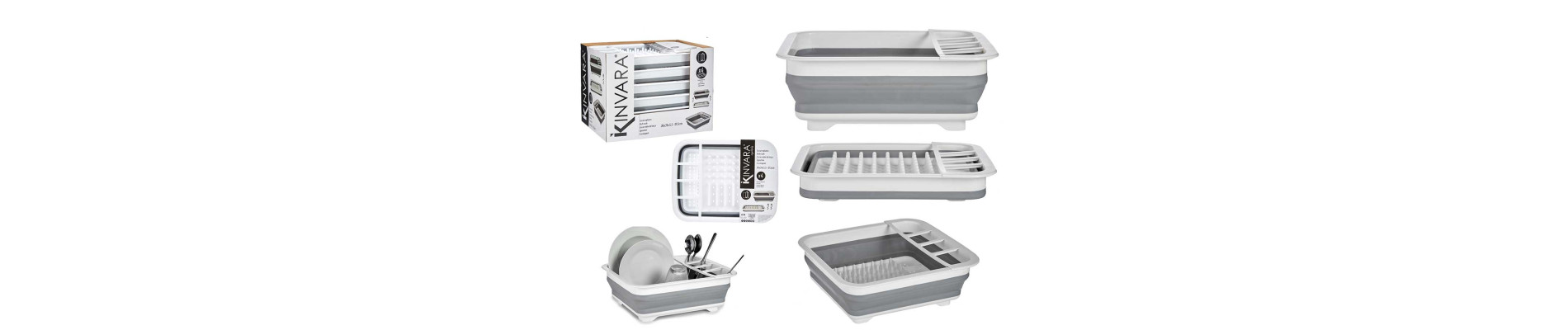 ESCURREPLATOS PLEGABLE BLANCO Y GRIS