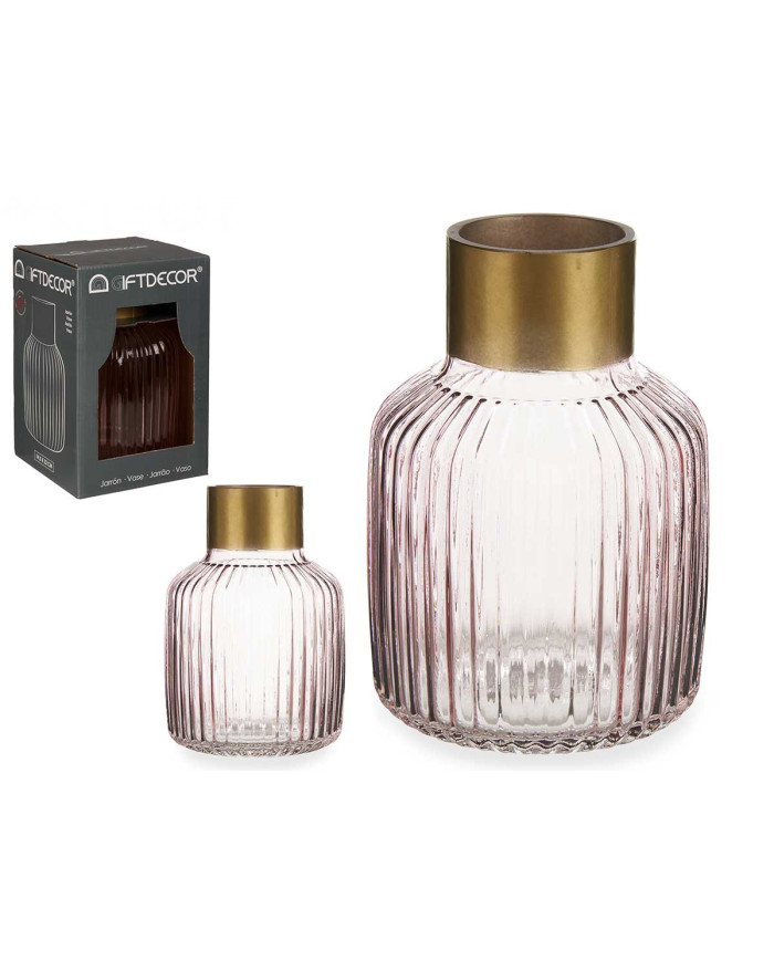 JARRON CRISTAL RAYAS ORO GRANDE ROSA
