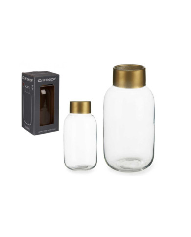 JARRON CRISTAL LISO ORO PEQUEÑO TRANSPARENTE