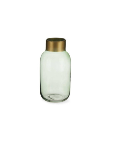 JARRON CRISTAL LISO ORO PEQUEÑO VERDE