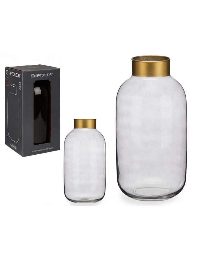 JARRON CRISTAL LISO ORO GRANDE HUMO