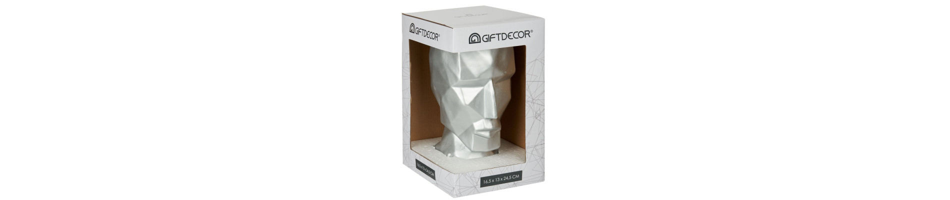 JARRON CARA 3D PLATA