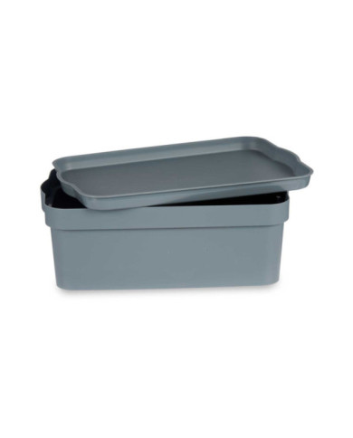 CAJA PLASTICO CON TAPA 6L GRIS