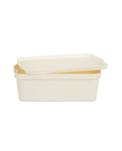 CAJA PLASTICO CON TAPA 14L CREMA
