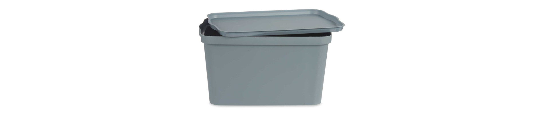 CAJA PLASTICO CON TAPA 24L GRIS