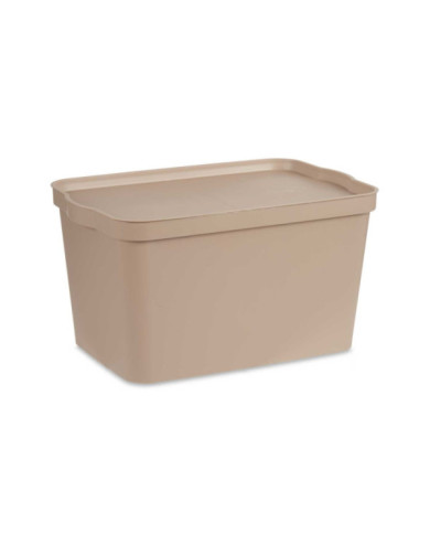 CAJA PLASTICO CON TAPA 24L BEIGE