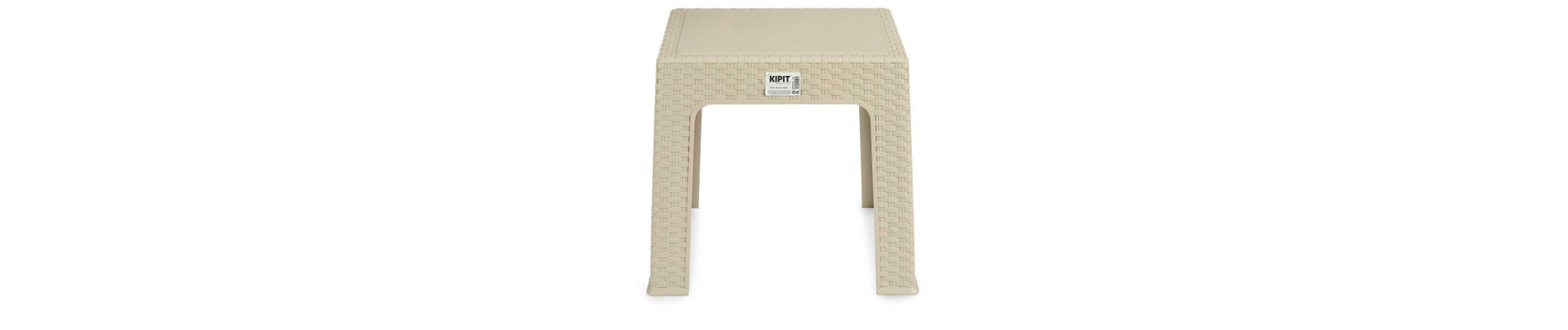 MESA PLASTICO RATTAN CUADRADA CREMA