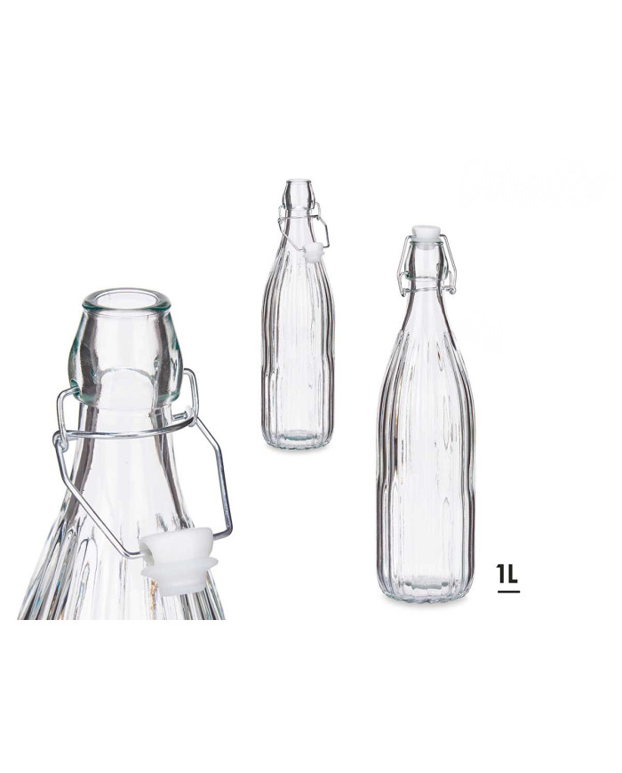 BOTELLA VIDRIO OPTICA 1L RAYAS VERTICAL