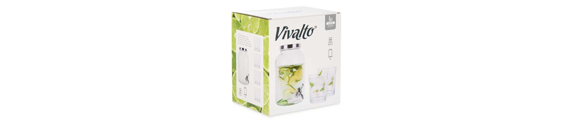 SET 5 PZS VIDRIO GRIFO 3L  4 VASOS