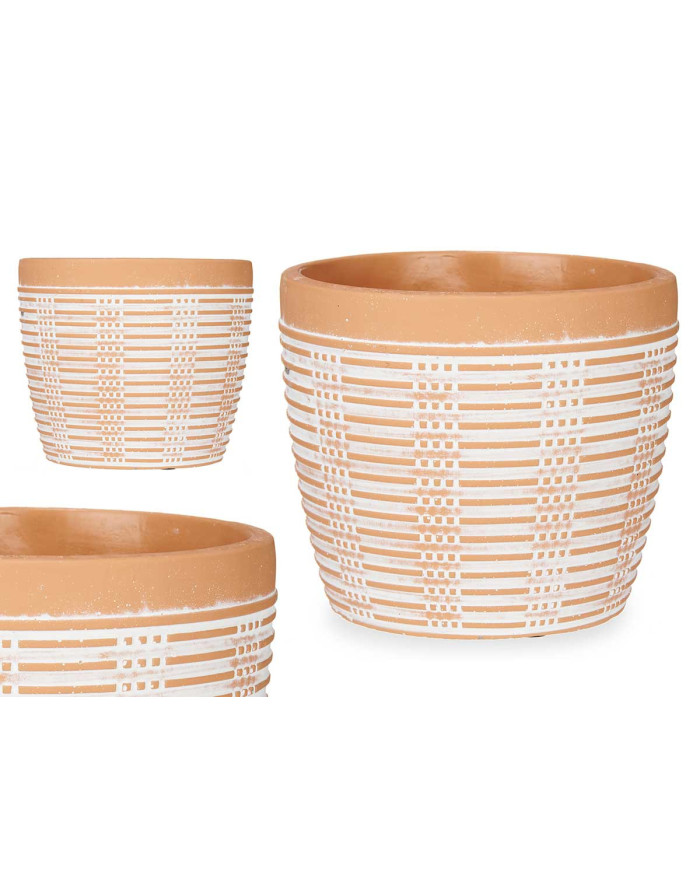 MACETA TERRACOTA RAYADA REDONDA 17X15