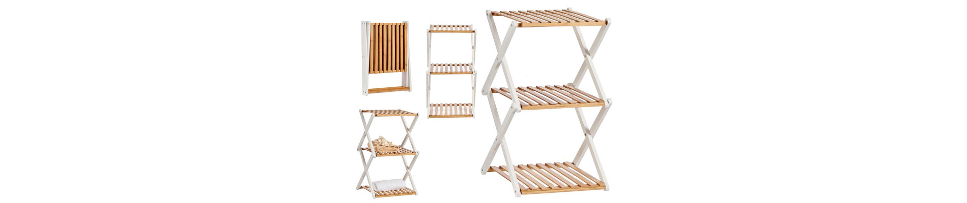 ESTANTERIA TRIPLE PLEGABLE BAMBU BLANCA