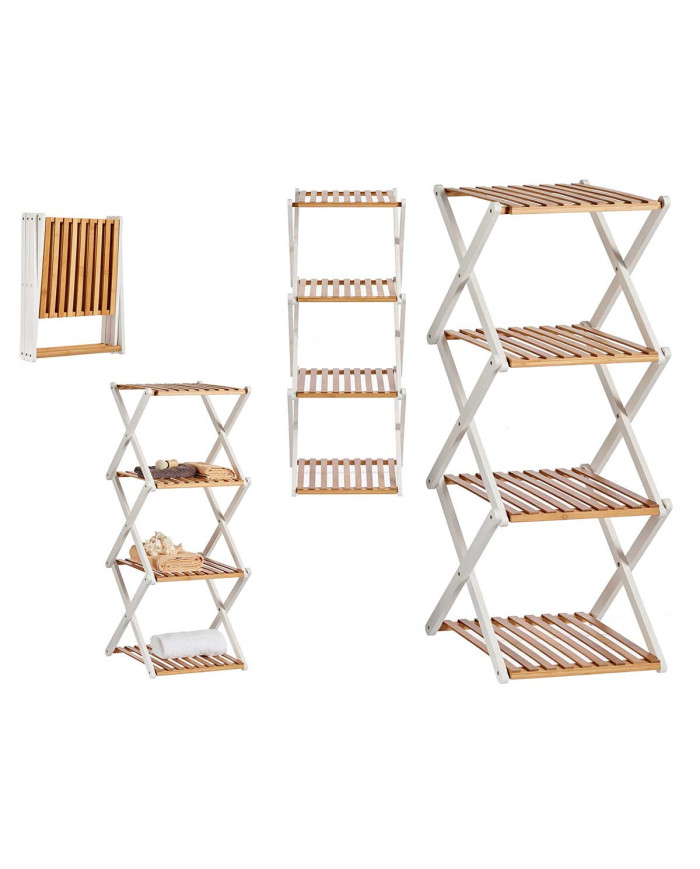 ESTANTERIA CUADRUPLE PLEGABLE BAMBU BLANCA