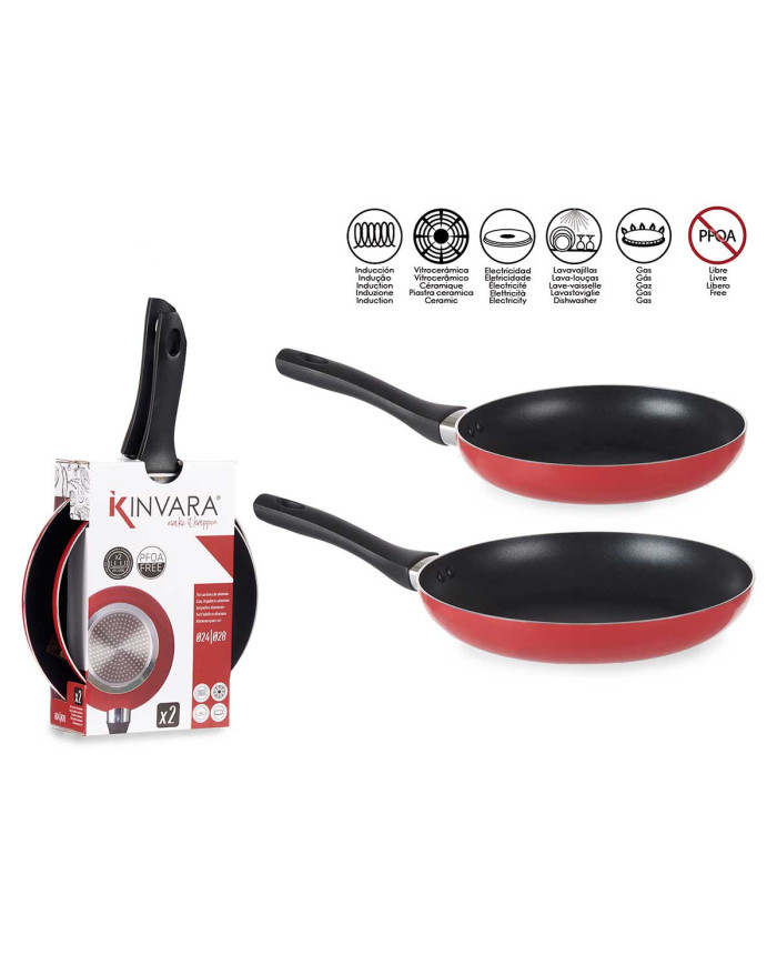 SET 2 SARTENES ALUMINIO 24 28CM ROJA