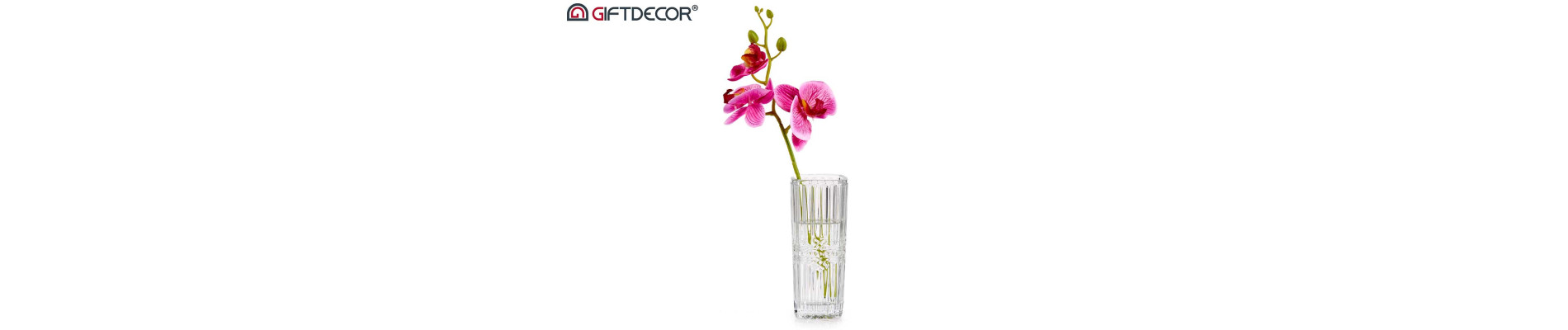 FLORERO VIDRIO CUADRADO TRANSPARENTE LAZO 15CM