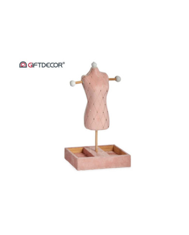 MANIQUI PORTAJOYAS TERCIOPELO ROSA DEC ROMBOS