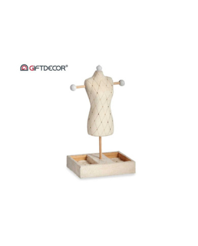 MANIQUI PORTAJOYAS TERCIOPELO BEIGE DEC ROMBOS