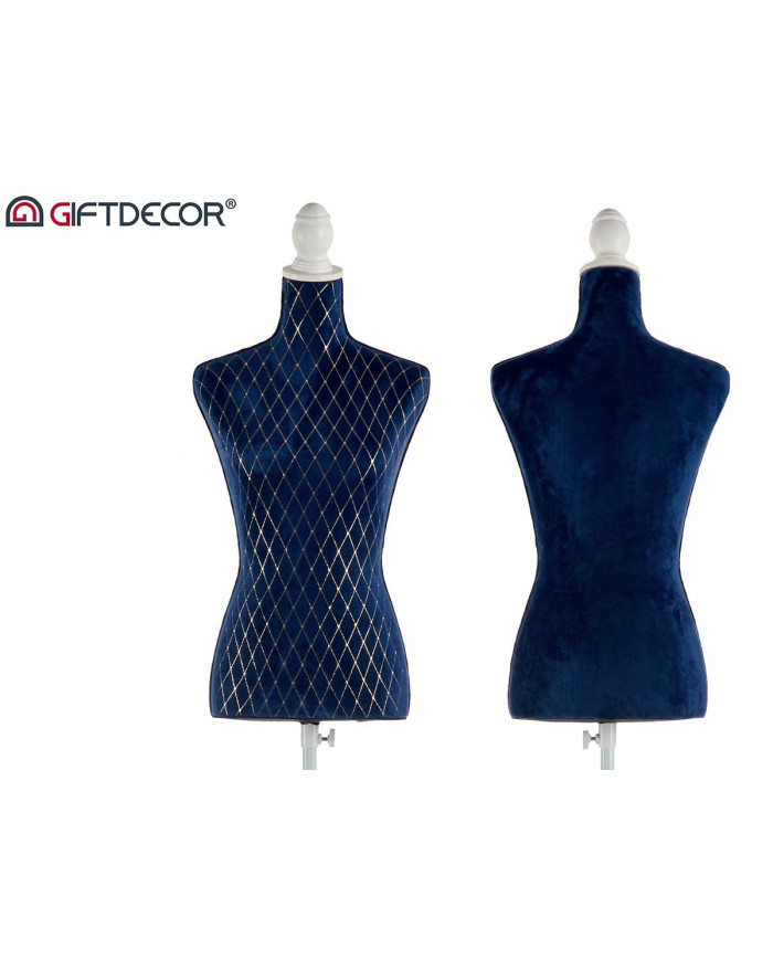 MANIQUI EXTENSIBLE TERCIOPELO AZUL DEC ROMBOS