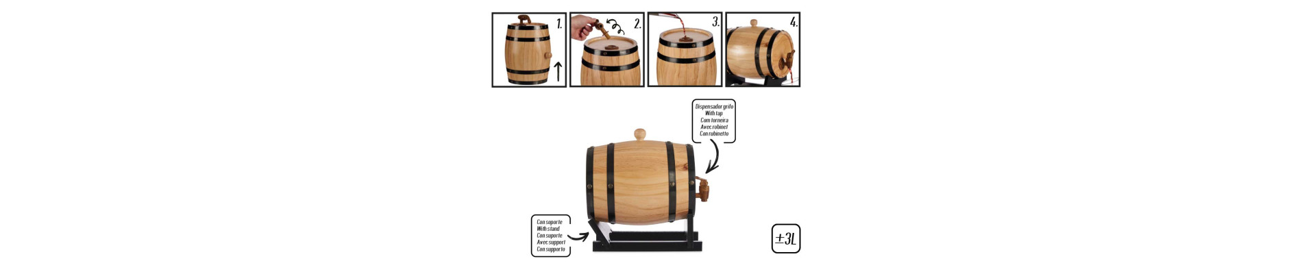 BARRIL DE VINO 3 LTR