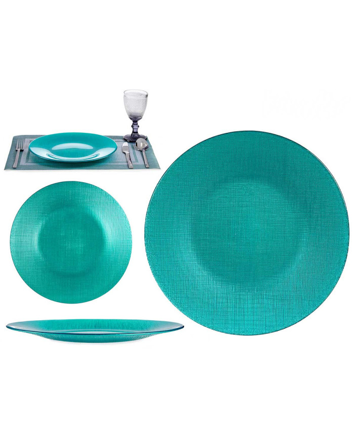 PLATO VIDRIO 27CM TURQUESA