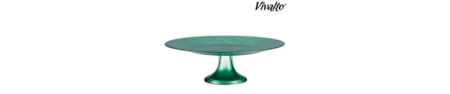 TARTERA VIDRIO 33CM CON PIE VERDE MENTA