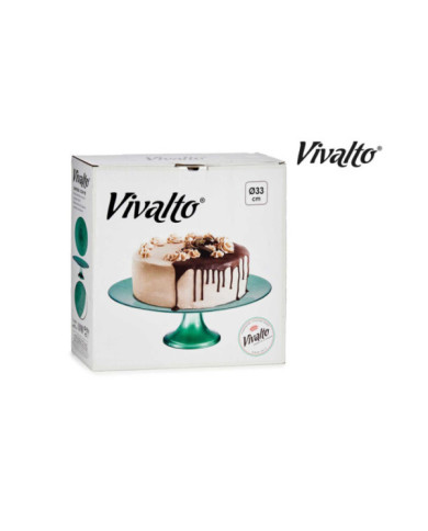 TARTERA VIDRIO 33CM CON PIE VERDE MENTA