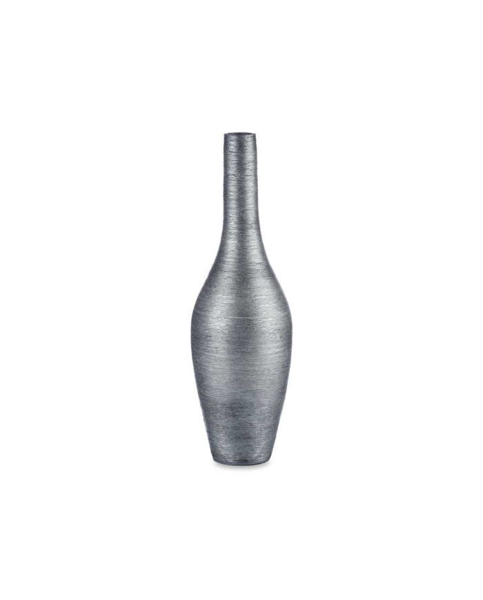 JARRON CERAMICA BOCA ESTRECHA RAYADO 80CM PLATA