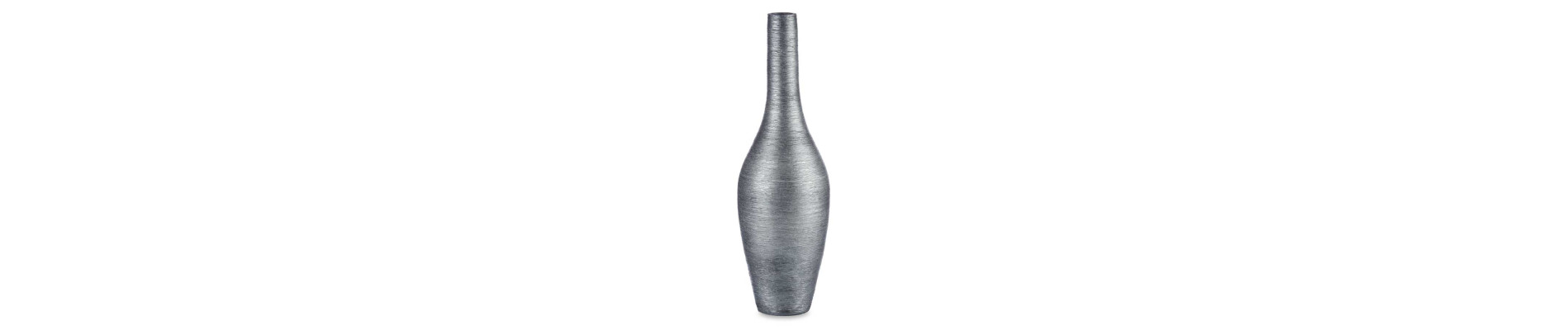 JARRON CERAMICA BOCA ESTRECHA RAYADO 80CM PLATA