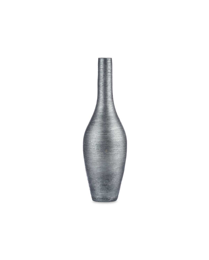 JARRON CERAMICA BOCA ESTRECHA RAYADO 80CM PLATA