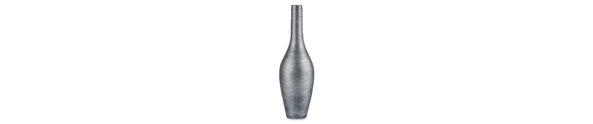 JARRON CERAMICA BOCA ESTRECHA RAYADO 80CM PLATA