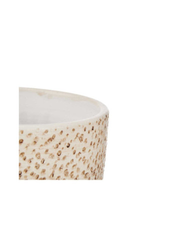 SET 2 MACETAS CERAMICA PUNTOS 20 25CM BEIGE