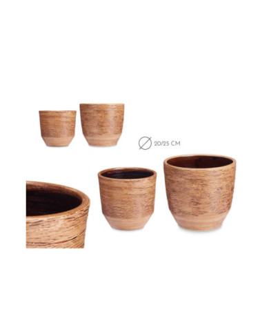 SET 2 MACETAS CERAMICA RAYAS 20 25CM MARRON