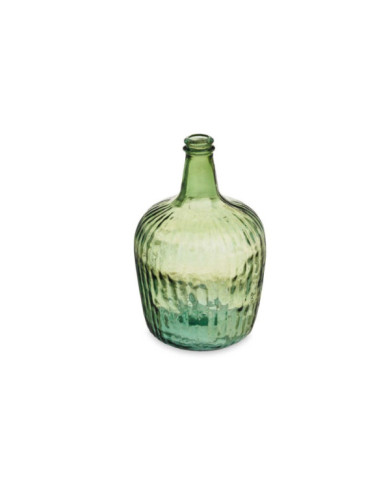 BOTELLA DECORATIVA VIDRIO RAYADA 8L VERDE