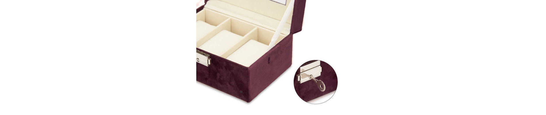 CAJA RELOJERO 3 HUECOS CON LLAVE BURDEOS